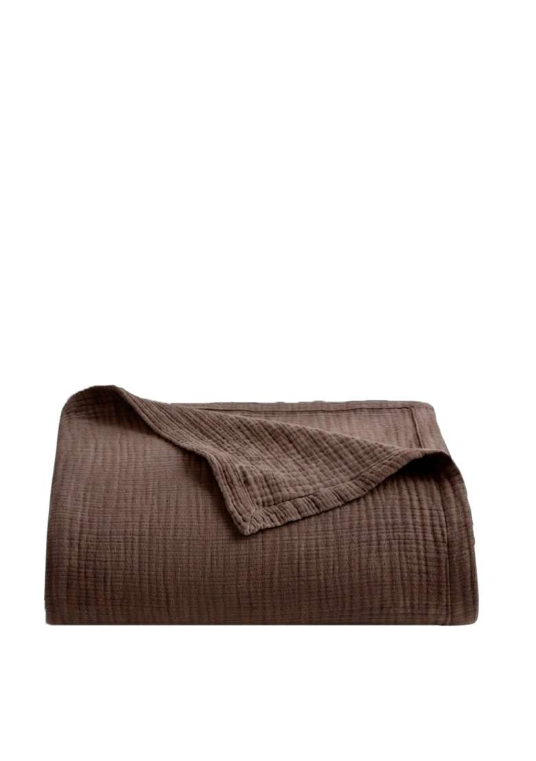 Chocolate Organic Cotton Gauze Blanket - Indya