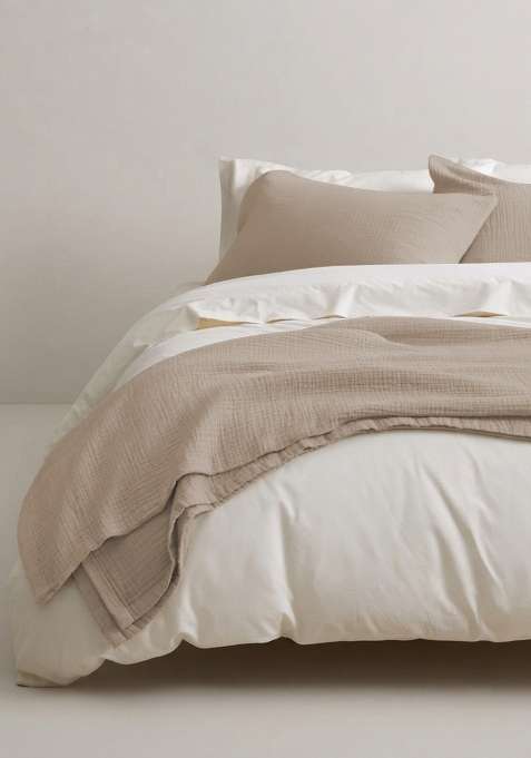 Beige Organic Cotton Gauze Blanket