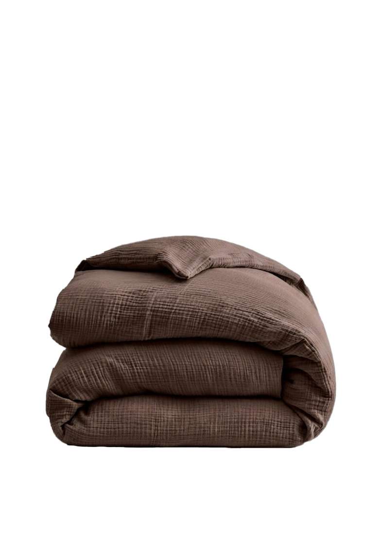 Chocolate Organic Cotton Gauze Duvet Cover - Indya