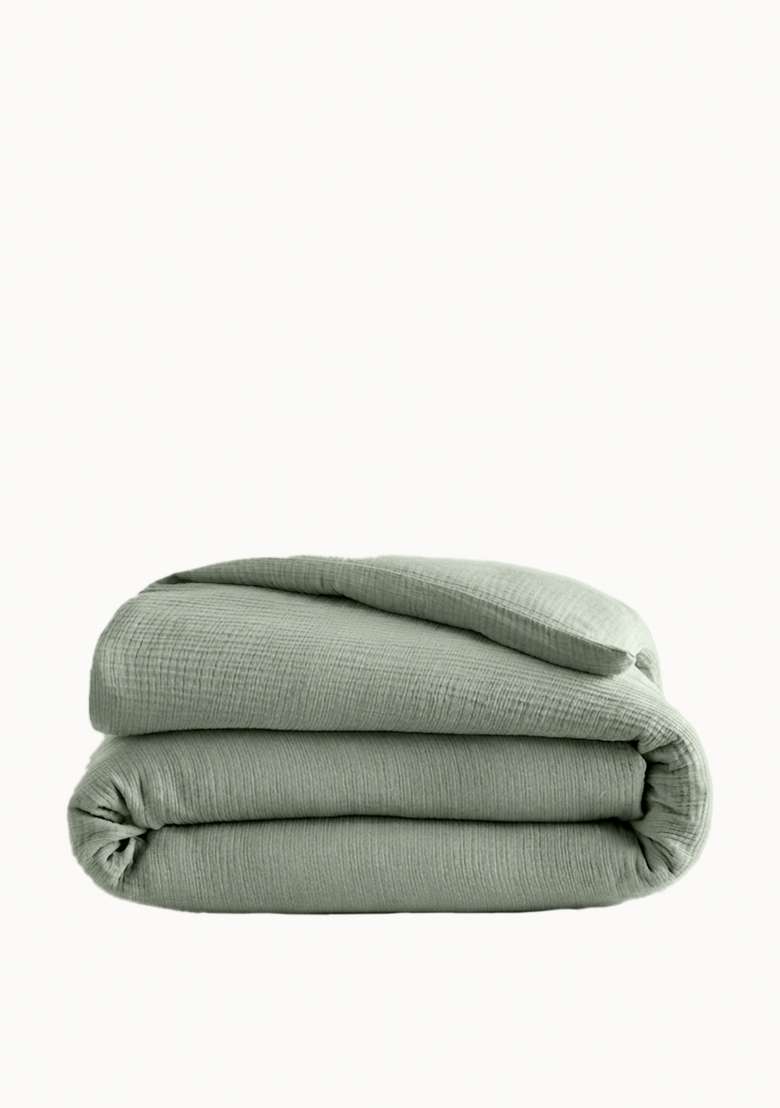 Dried Sage Organic Cotton Gauze Duvet Cover - Indya