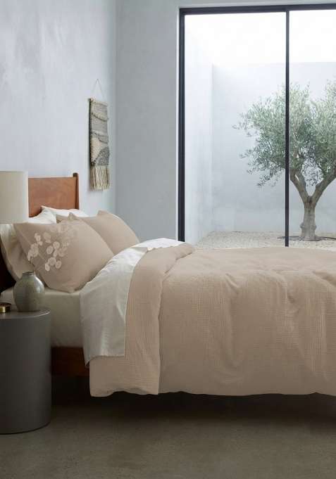 Beige Organic Cotton Gauze Duvet Cover