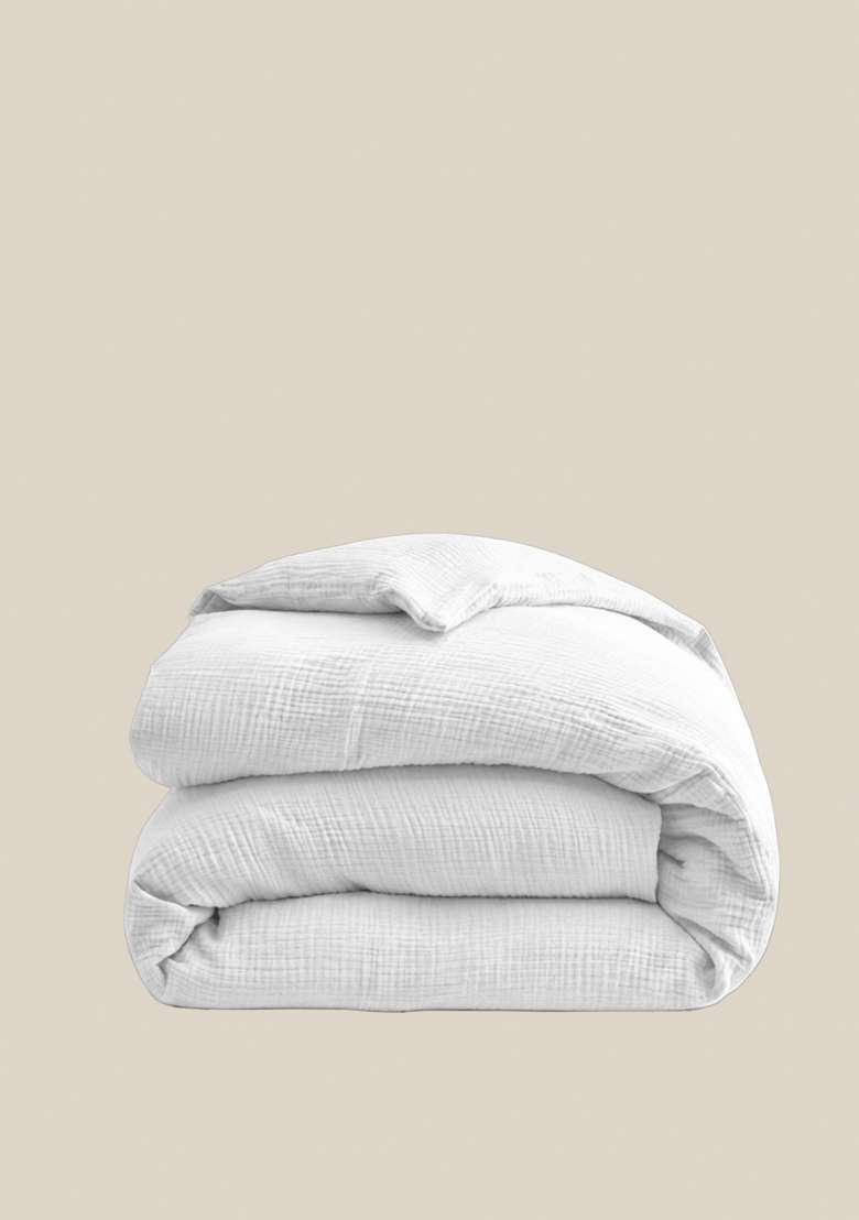 White Organic Cotton Gauze Duvet Cover - Indya