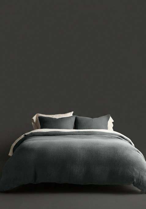 Anthracite Organic Cotton Gauze Duvet Cover Set