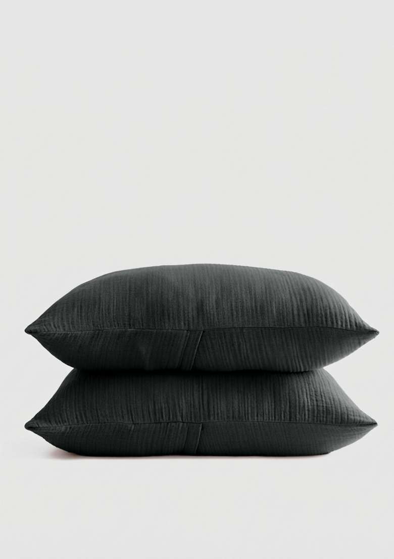Charcoal Organic Cotton Gauze Sham Set - Indya