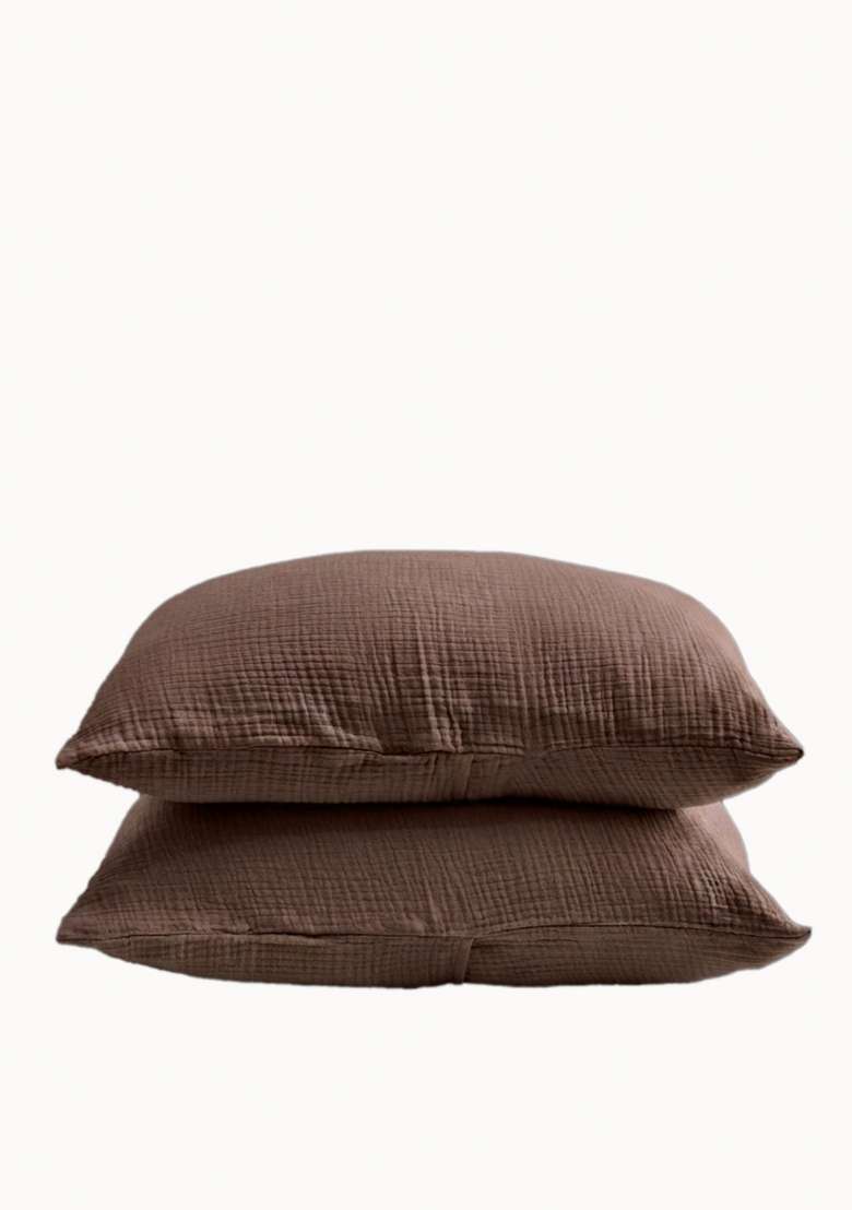 Chocolate Organic Cotton Gauze Sham Set - Indya