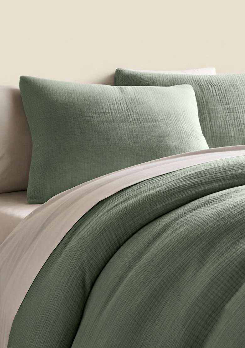 Dried Sage Organic Cotton Gauze Sham Set - Indya