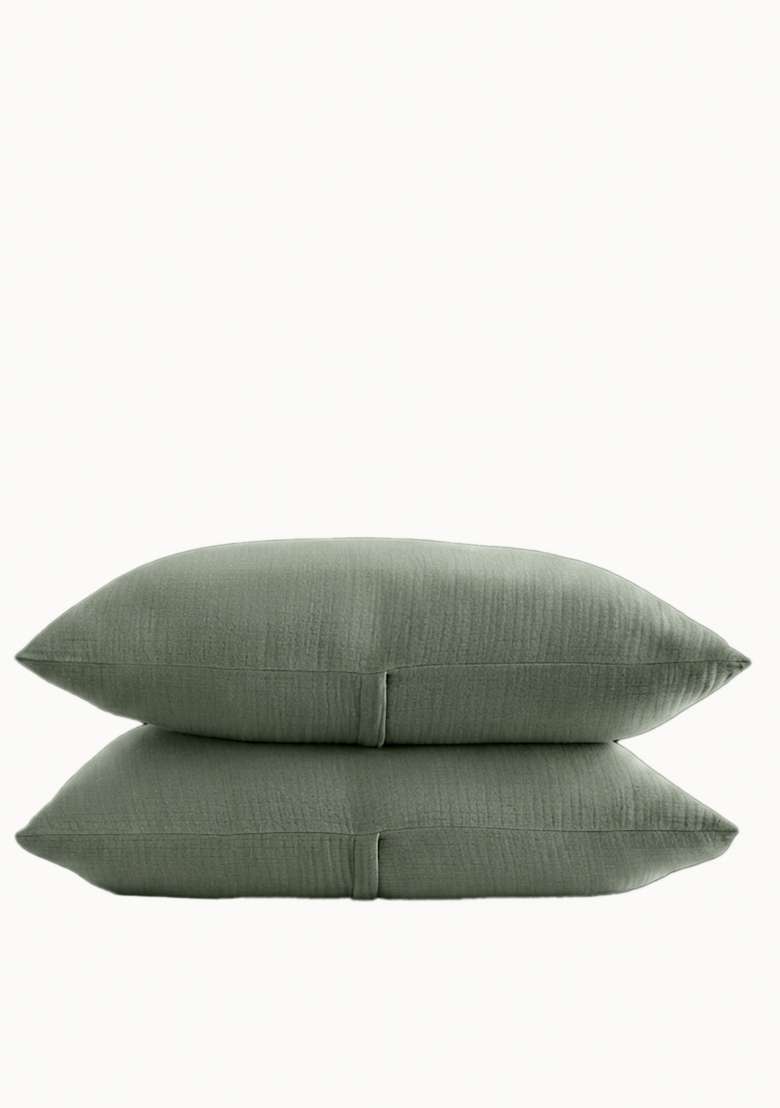 Dried Sage Organic Cotton Gauze Sham Set - Indya