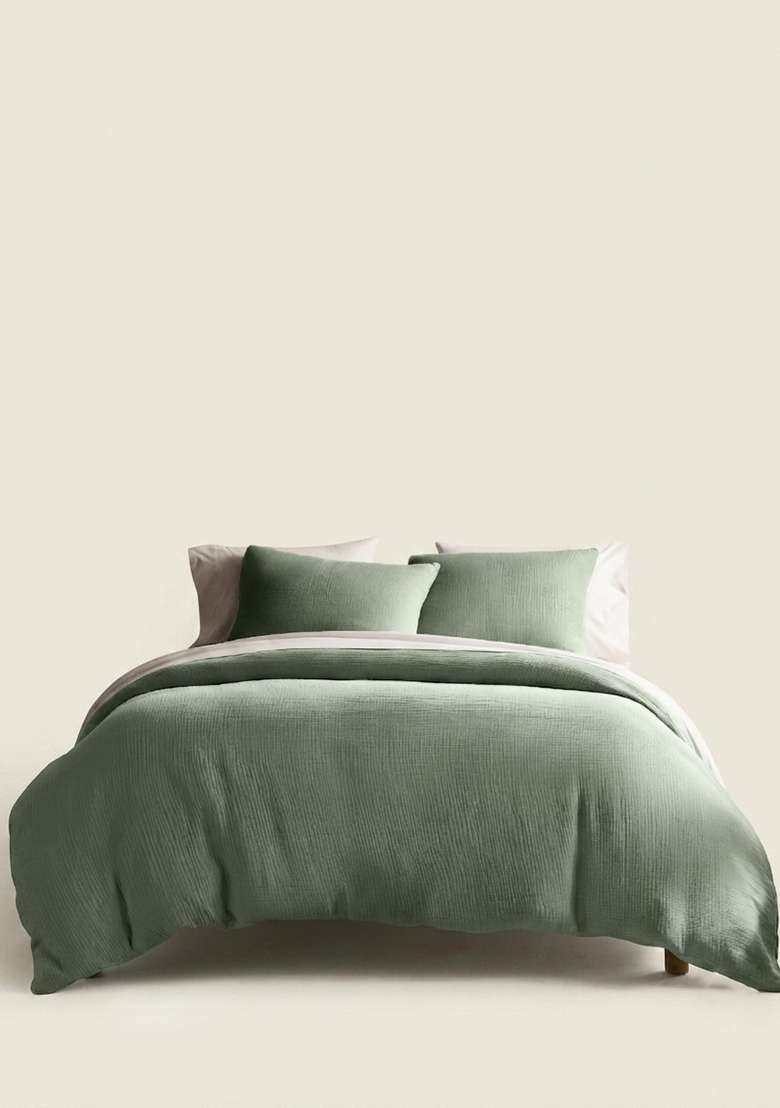 Dried Sage Organic Cotton Gauze Sham Set - Indya
