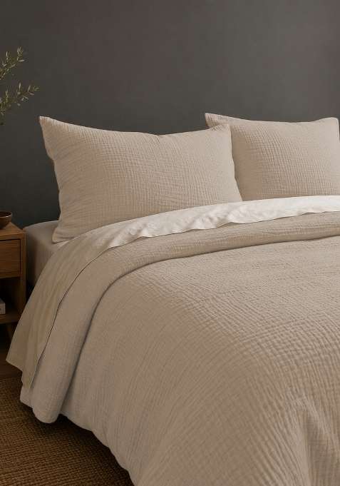 Beige Organic Cotton Gauze Sham Set