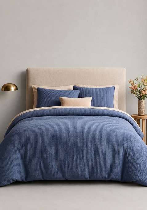 Elephant Grey Organic Luxe Honeycomb Duvet Cover Set
