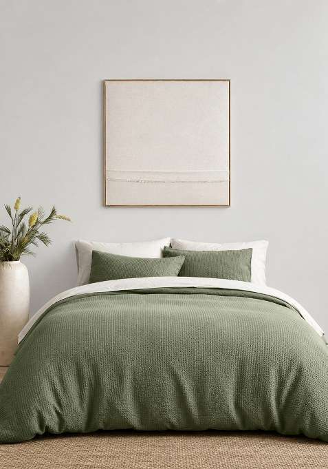 Forest Green Organic Luxe Honeycomb Duvet Cover Set