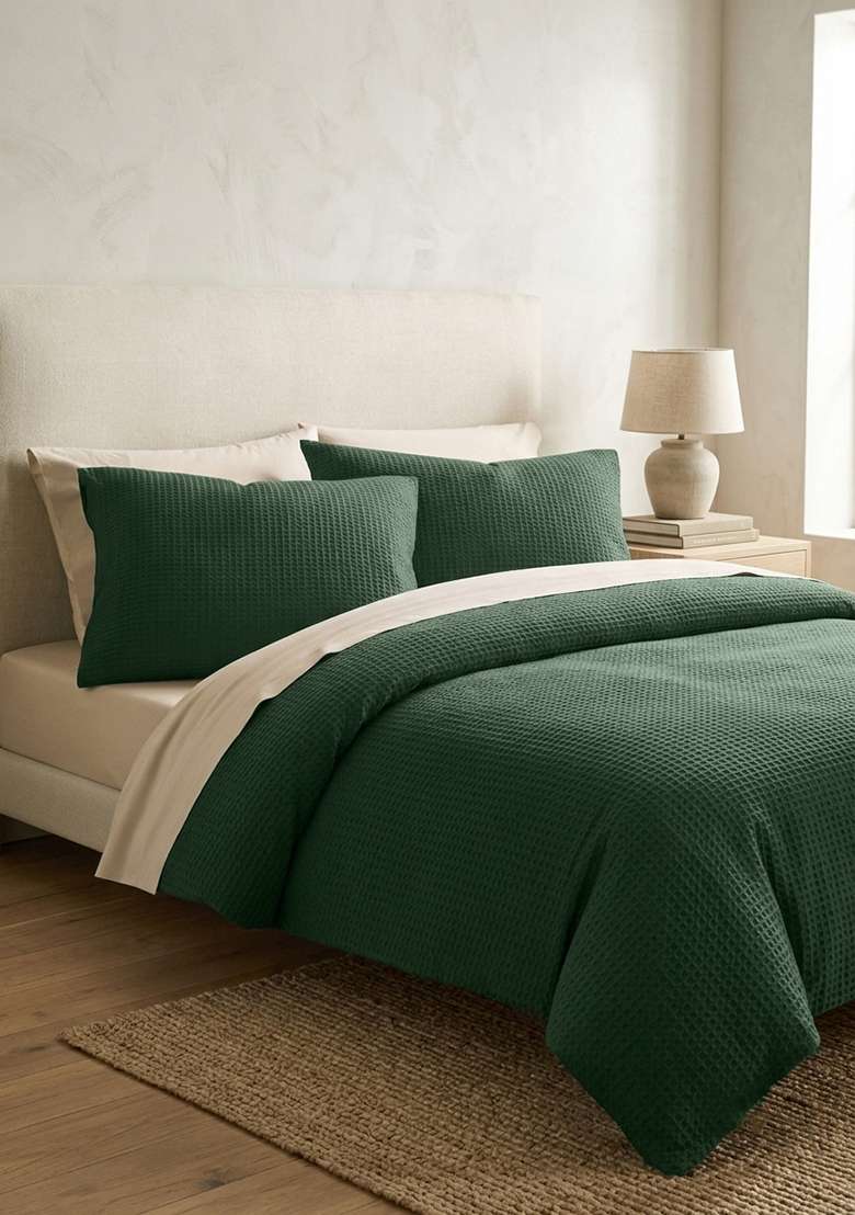 Pine Organic Luxe Honeycomb Duvet Cover Set - Indya