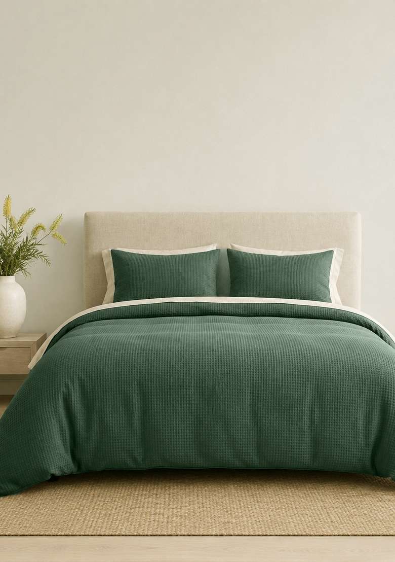 Pine Organic Luxe Honeycomb Duvet Cover Set - Indya