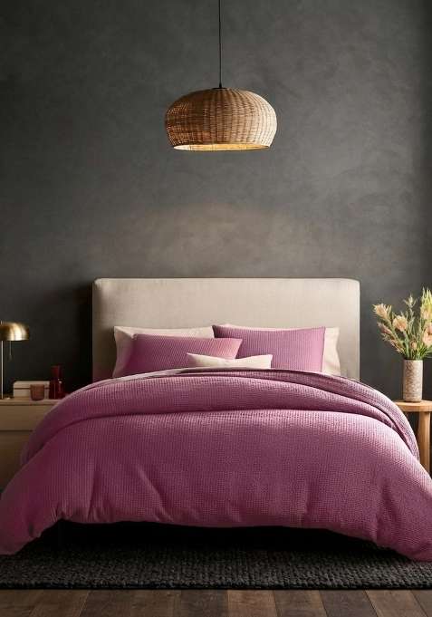 Mid Purple Organic Luxe Honeycomb Duvet Cover Set