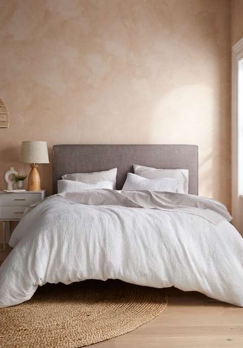 Star White Organic Luxe Honeycomb Duvet Cover Set