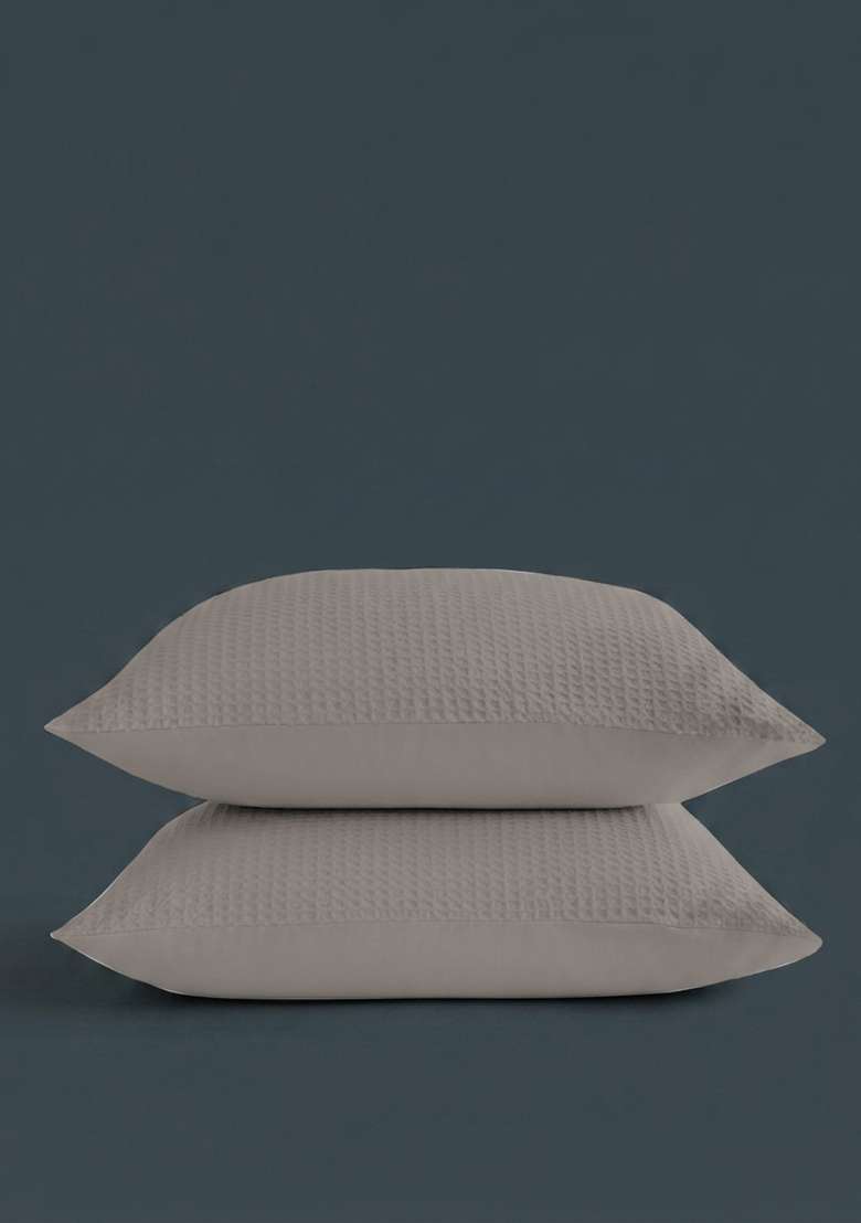 Light Grey Organic Luxe Honeycomb Sham Set - Indya