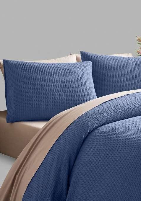 Elephant Grey Organic Luxe Honeycomb Sham Set