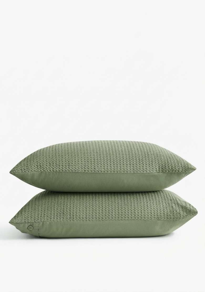Olive Organic Luxe Honeycomb Sham Set - Indya
