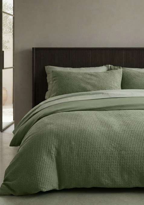 Forest Green Organic Luxe Honeycomb Sham Set