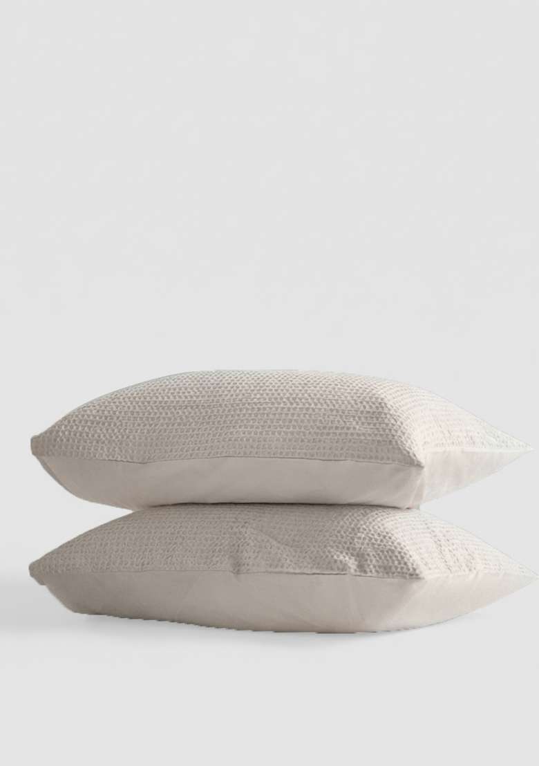 Sand Organic Luxe Honeycomb Sham Set - Indya