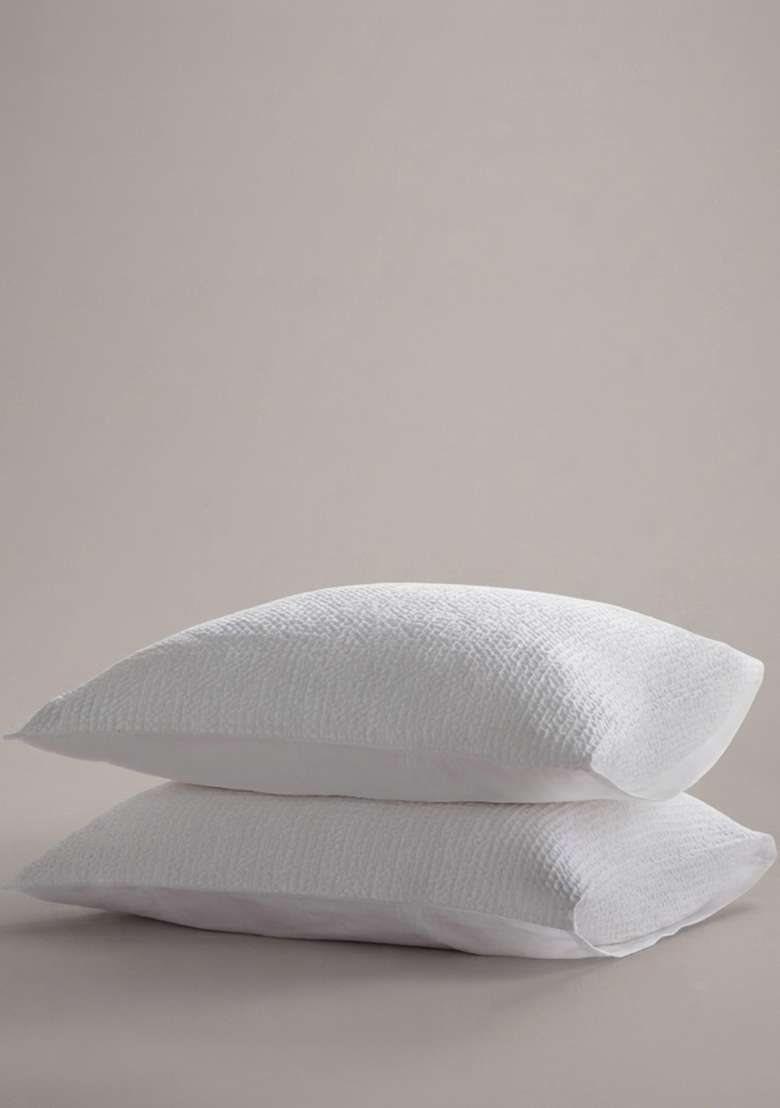 White Organic Luxe Honeycomb Sham Set - Indya