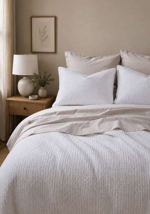Star White Organic Luxe Honeycomb Sham Set