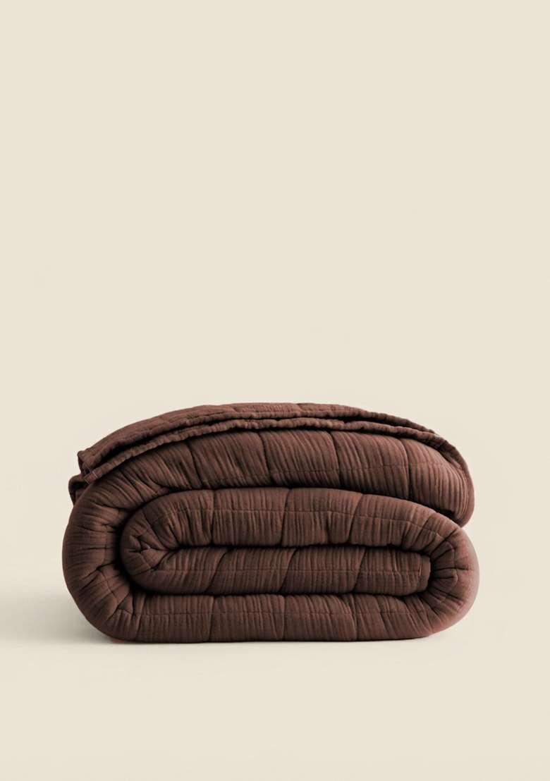 Chocolate Organic Cotton Gauze Box Quilt - Indya