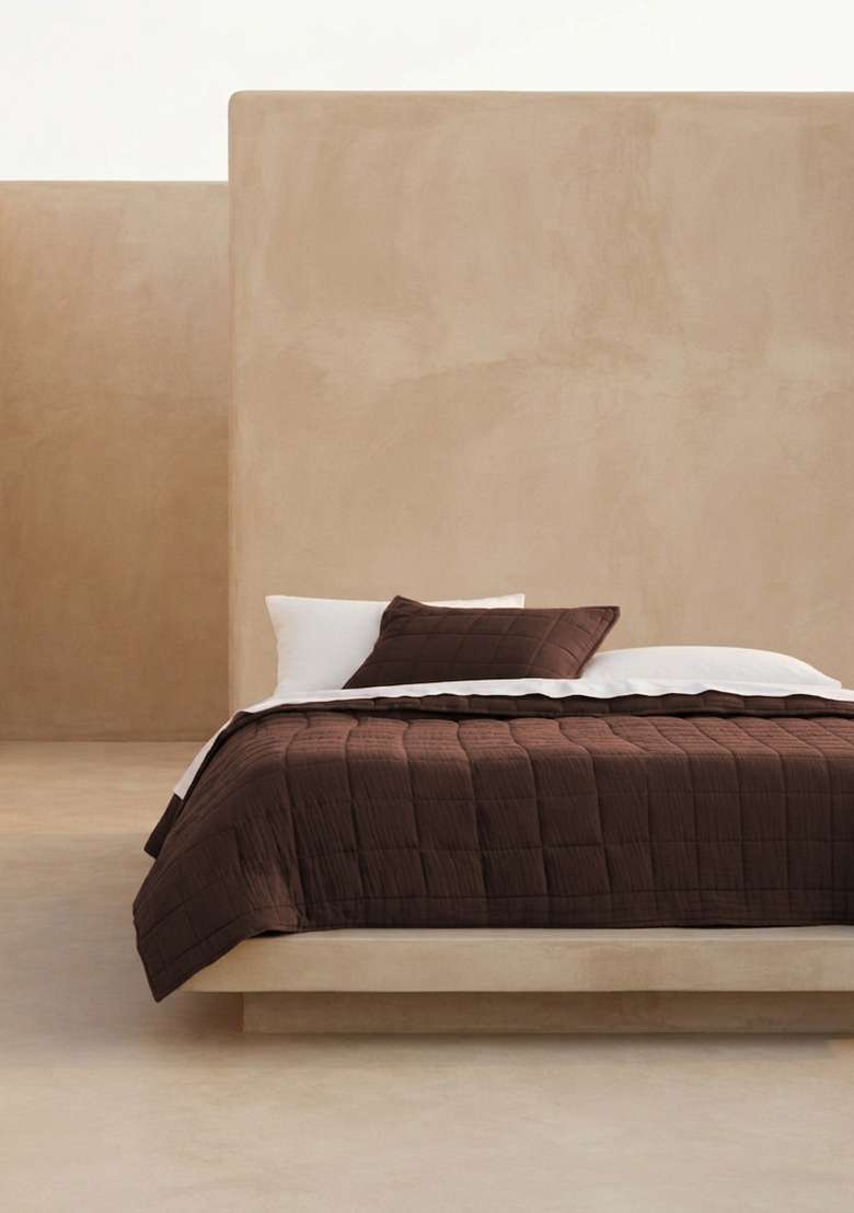 Chocolate Organic Cotton Gauze Box Quilt Set - Indya