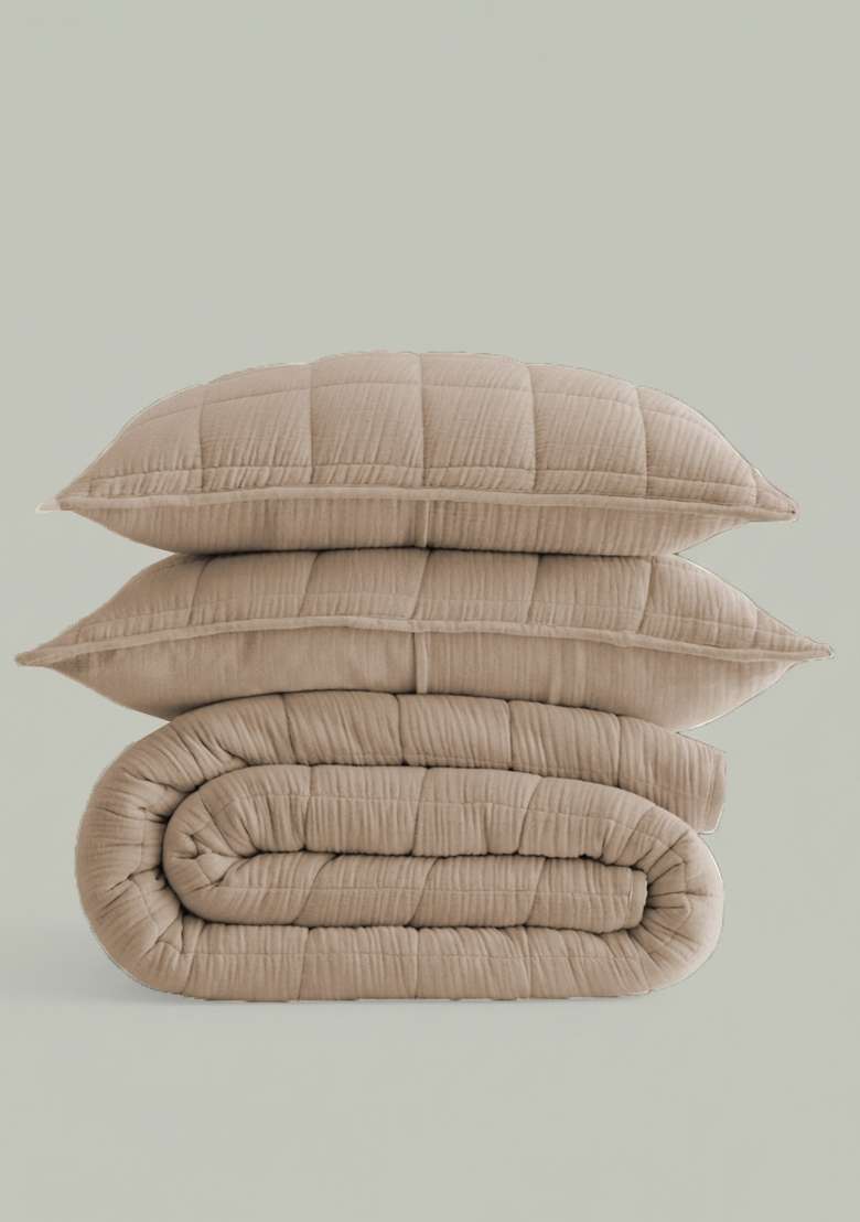 Dune Organic Cotton Gauze Box Quilt Set - Indya