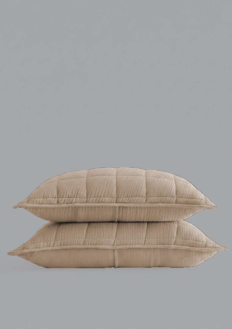 Dune Organic Cotton Gauze Box Quilt Sham Set - Indya