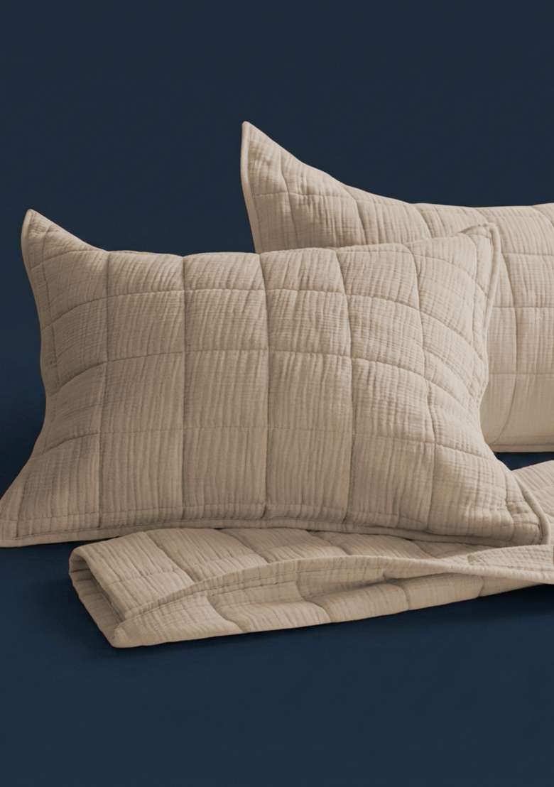 Dune Organic Cotton Gauze Box Quilt Sham Set - Indya