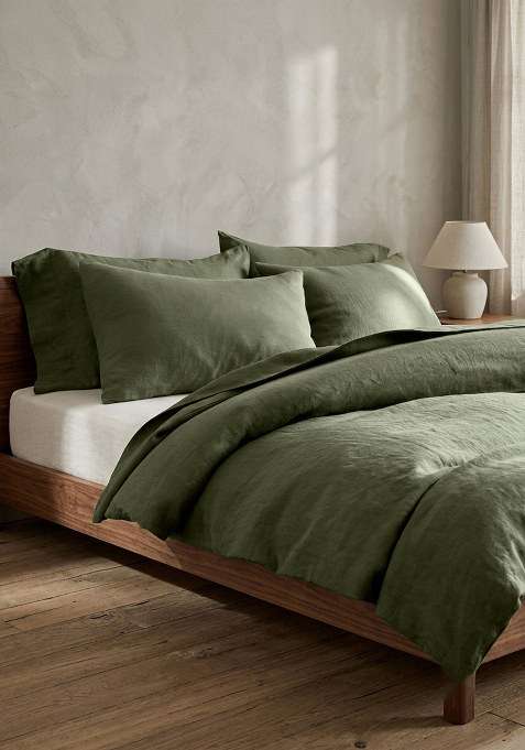 Forest Green European Linen Duvet Cover