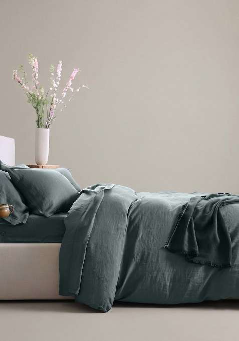 Lite Charcoal European Linen Duvet Cover