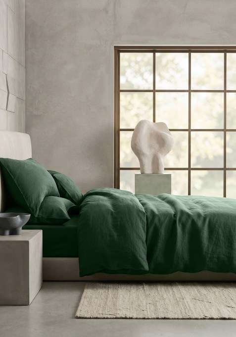 Bottle Green European Linen Duvet Cover