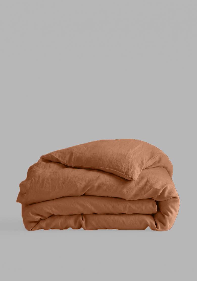 Terracotta European Linen Duvet Cover - Indya