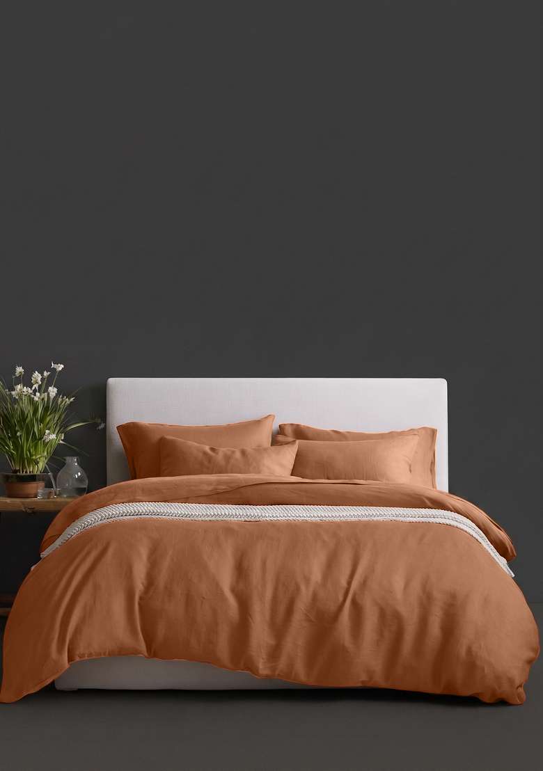 Terracotta European Linen Duvet Cover - Indya