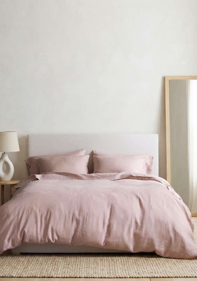 Dusty Mauve European Linen Duvet Cover Set - Indya