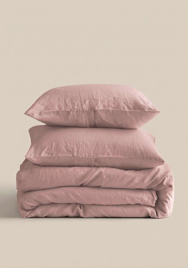 Dusty Mauve European Linen Duvet Cover Set - Indya