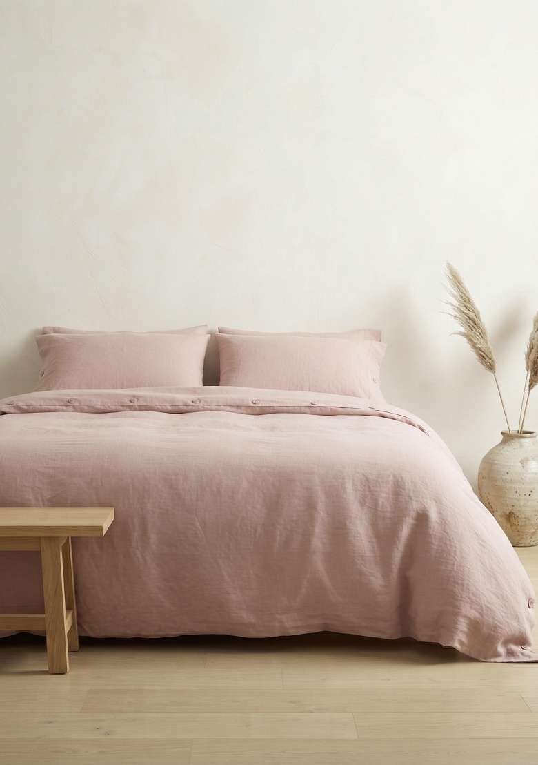 Dusty Mauve European Linen Duvet Cover Set - Indya