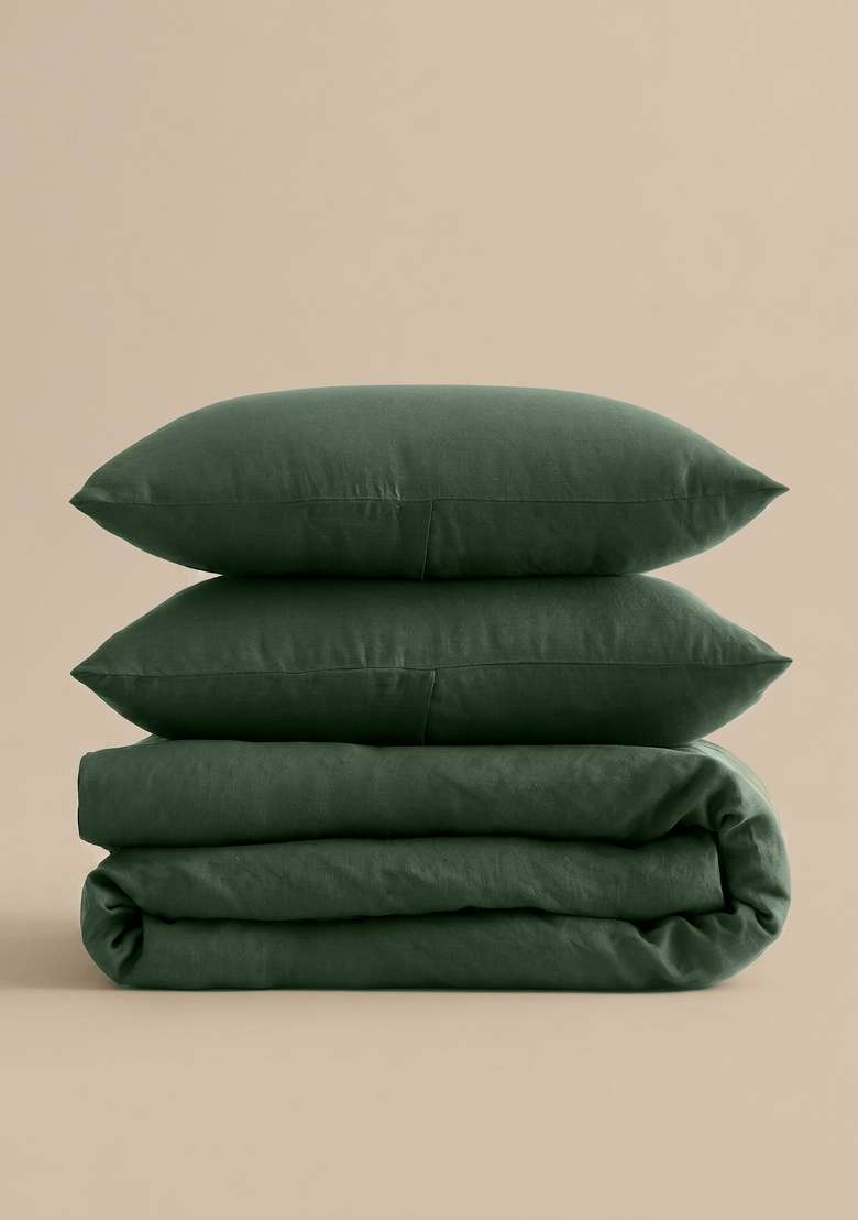 Pine European Linen Duvet Cover Set - Indya