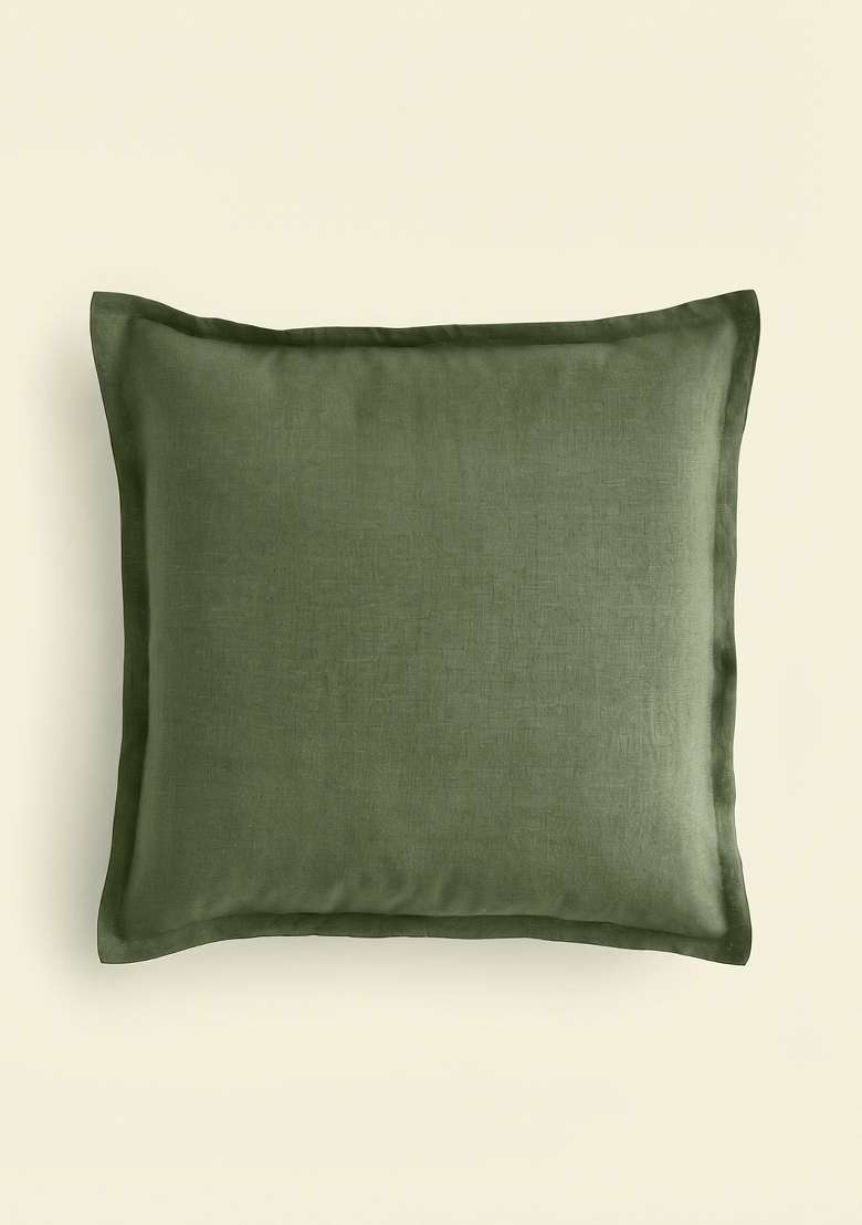 Dusty Olive European Linen Euro Sham - Indya