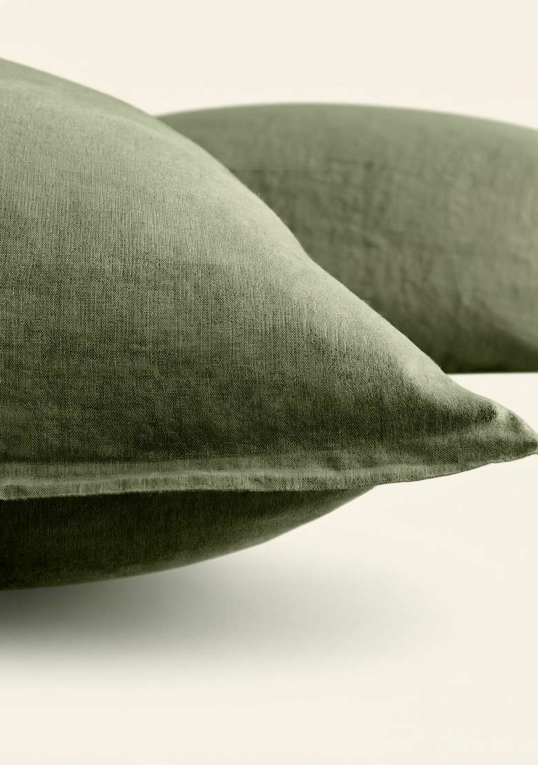 Dusty Olive European Linen Euro Sham - Indya