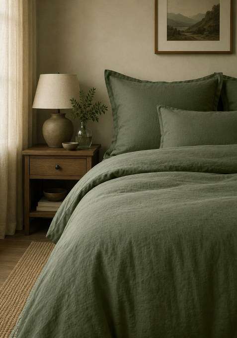 Forest Green European Linen Euro Sham