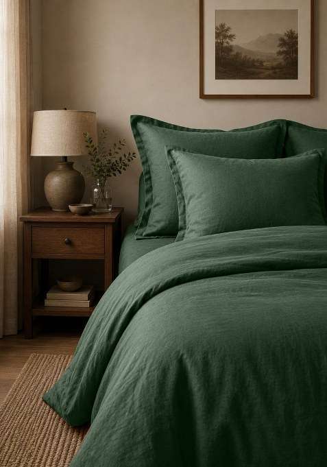 Bottle Green European Linen Euro Sham