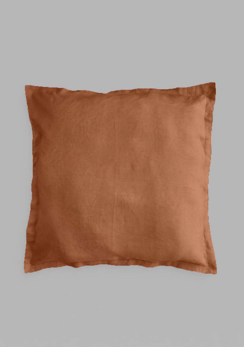 Terracotta European Linen Euro Sham - Indya