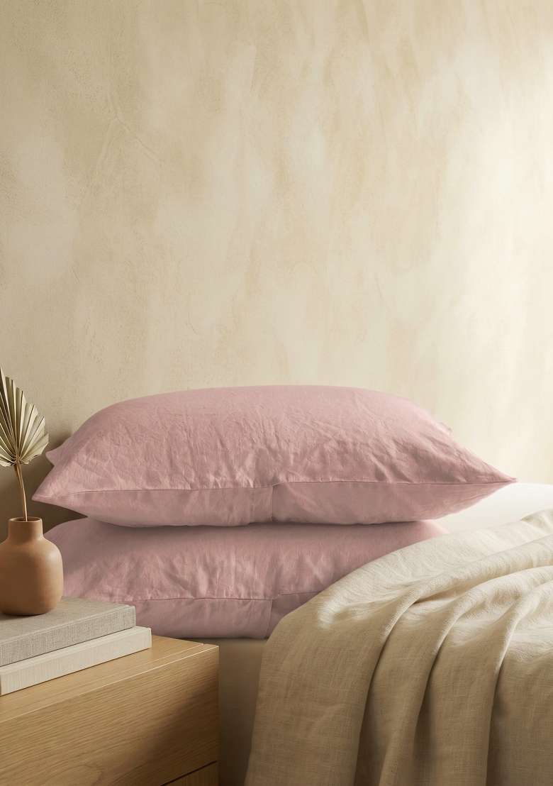 Dusty Mauve European Linen Sham Set - Indya