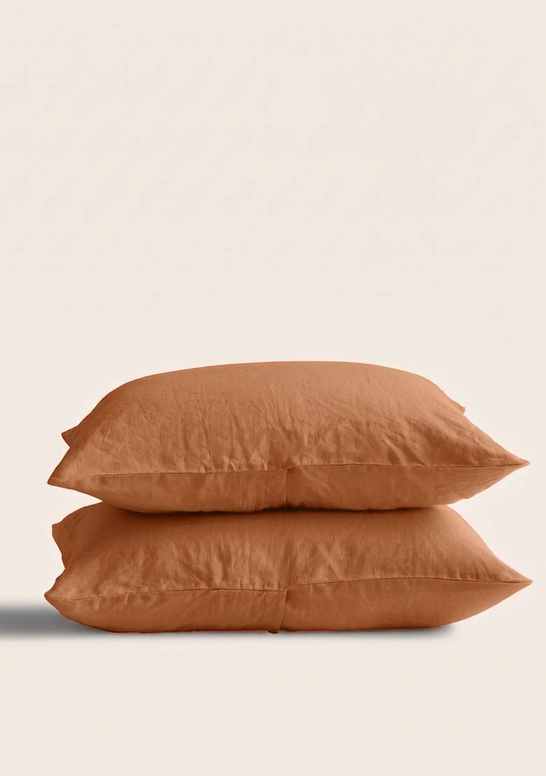 Terracotta European Linen Sham Set - Indya