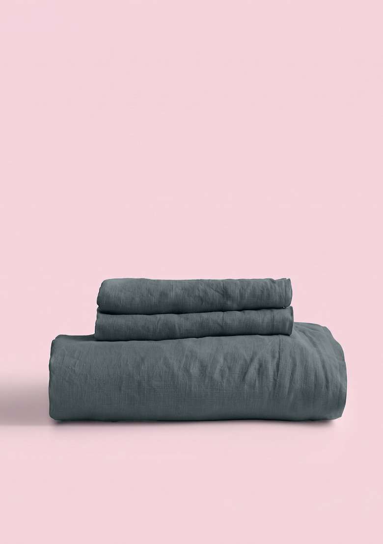 Nightfall European Linen Fitted Sheet Set - Indya
