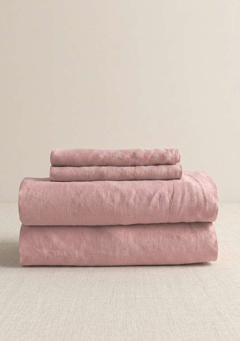 Dusty Mauve European Linen Sheet Set - Indya