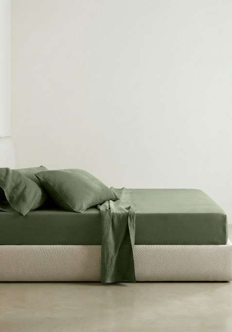 Forest Green European Linen Sheet Set